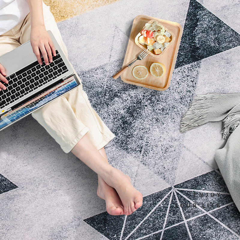 Multicolored Relaxing Rug Synthetics Geometric Printed Area Carpet Non-Slip Backing Easy Care Indoor Rug for Living Room