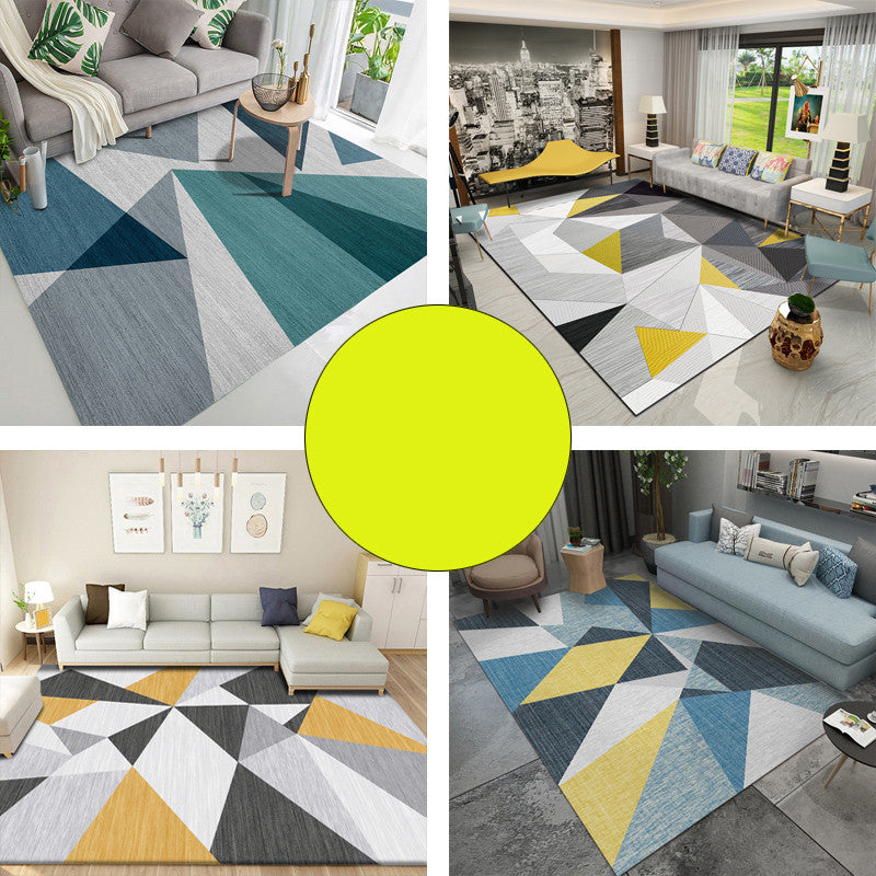 Scandinavian Living Room Rug Multicolored Geometric Printed Area Carpet Non-Slip Pet Friendly Indoor Rug