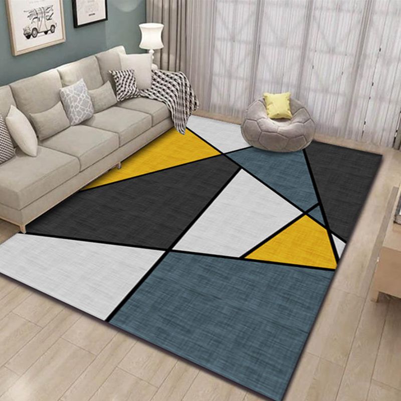 Nordic Geometric Printed Rug Multicolor Polypropylene Area Carpet Pet Friendly Easy Care Area Rug for Living Room