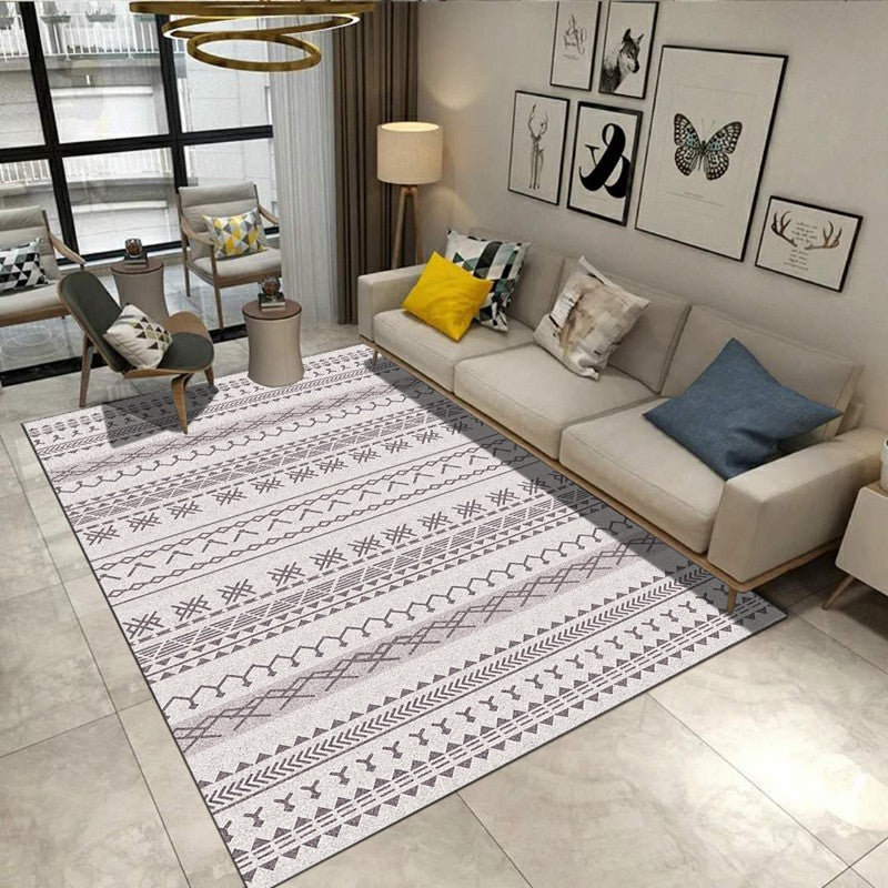 Multicolored Geo Printed Rug Polypropylene Nordic Area Rug Anti-Slip Backing Stain-Resistant Indoor Rug for Living Room