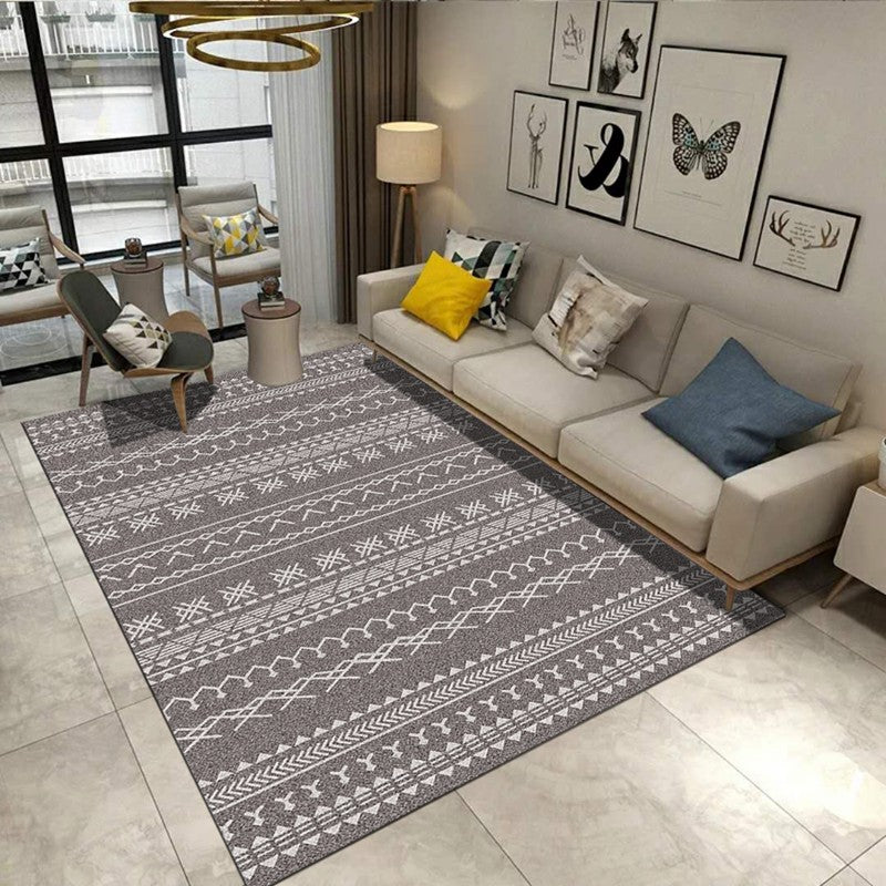 Multicolored Geo Printed Rug Polypropylene Nordic Area Rug Anti-Slip Backing Stain-Resistant Indoor Rug for Living Room