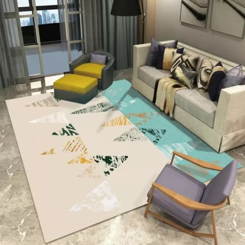 Multicolored Geo Printed Rug Polypropylene Nordic Area Rug Anti-Slip Backing Stain-Resistant Indoor Rug for Living Room