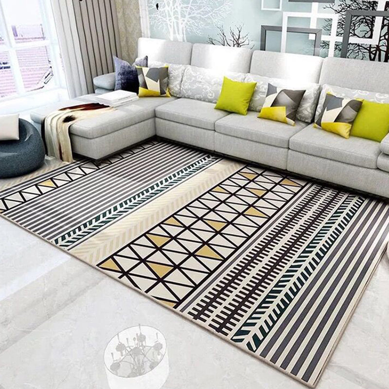 Multicolored Geo Printed Rug Polypropylene Nordic Area Rug Anti-Slip Backing Stain-Resistant Indoor Rug for Living Room