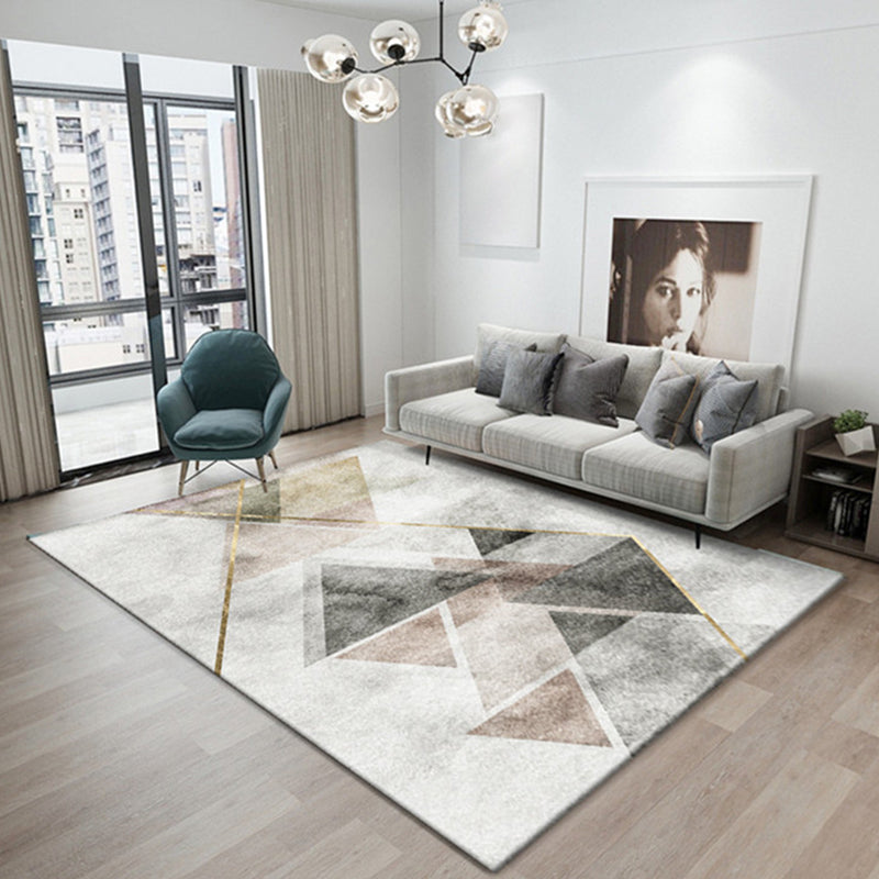 Scandinavian Geometric Printed Rug Multi Colored Simple Area Carpet Non-Slip Backing Washable Indoor Rug for Parlor