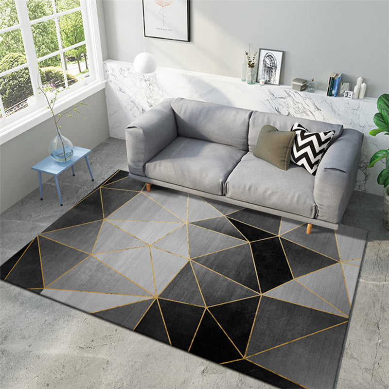 Scandinavian Geometric Printed Rug Multi Colored Simple Area Carpet Non-Slip Backing Washable Indoor Rug for Parlor