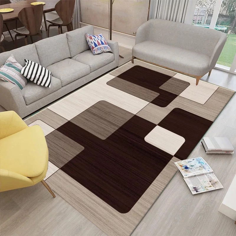 Veelkleurig Scandinavisch tapijt Polyster Geo-bedrukt binnentapijt Antislip achterkant Vlekbestendig gebied Tapijt voor decor
