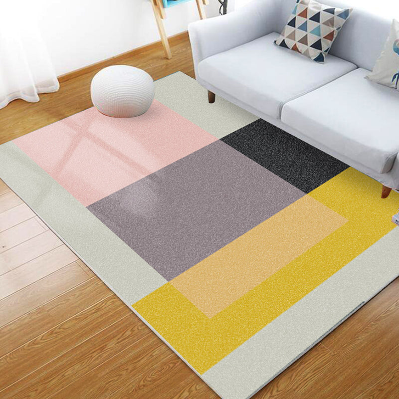 Modern Geometric Print Rug Multicolored Polyster Area Carpet Non-Slip Machine Washable Area Rug for Bedroom