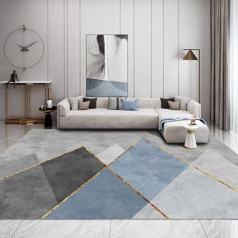 Multi Color Trendy Rug Polyster Geo Printed Area Carpet Non-Slip Backing Pet Friendly Easy Care Indoor Rug for Parlor