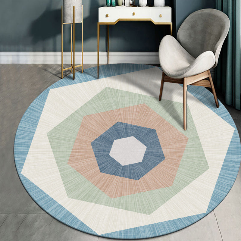 Scandinavian Geo Printed Rug Multi Color Polyster Area Carpet Pet Friendly Easy Care Area Rug for Decoration