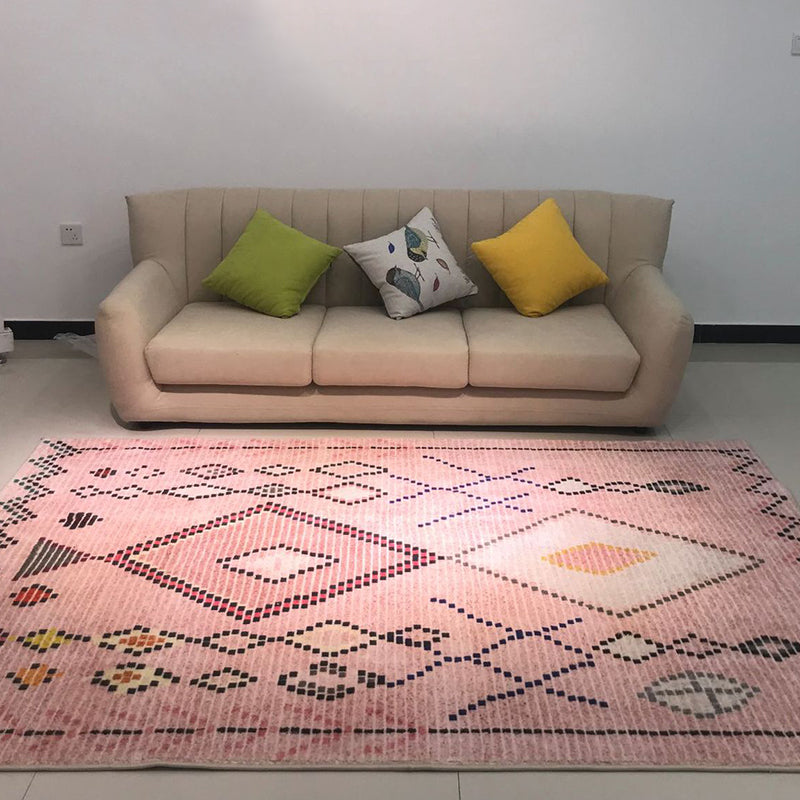 Nordischer Deko-Teppich, mehrfarbig, geometrisch bedruckt, Synthetik, rutschfest, haustierfreundlich, für den Innenbereich