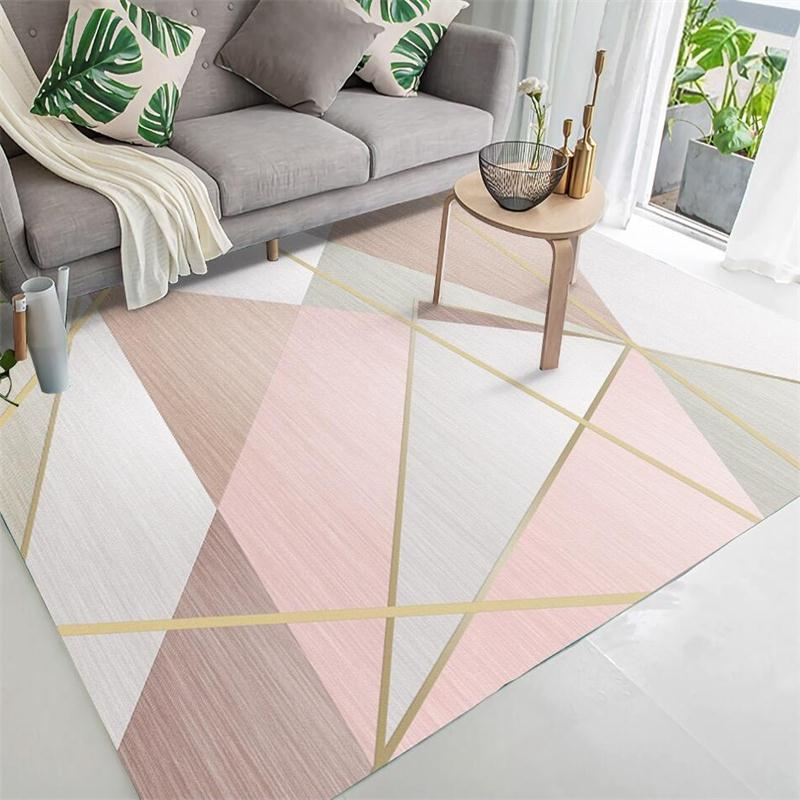 Multi Color Funky Rug Polypropylene Geo Pattern Indoor Rug Anti-Slip Backing Stain-Resistant Carpet for Living Room