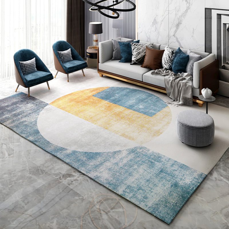 Scandianvian Living Room Rug Multi Color Geo Printed Area Carpet Synthetics Non-Slip Backing Stain-Resistant Rug