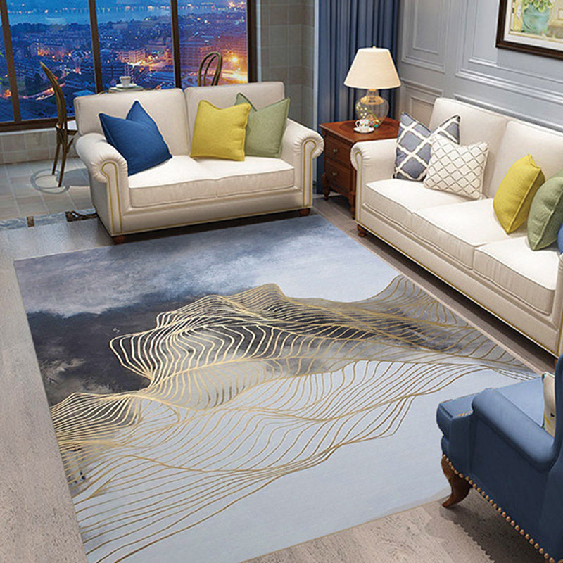 Casual Abstract Printed Rug Multi Color Polyster Area Carpet Non-Slip Backing Pet Friendly Indoor Rug for Living Room