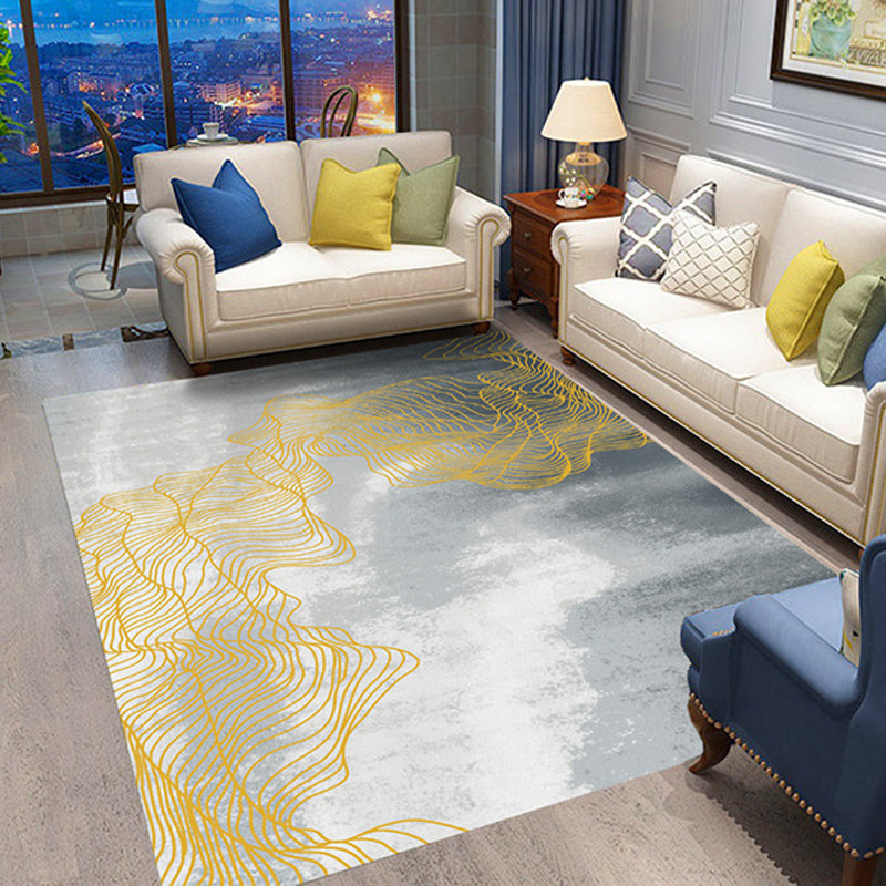 Multi Color Modern Rug Polyster Abstract Print Area Rug Non-Slip Pet Friendly Washable Area Carpet for Living Room