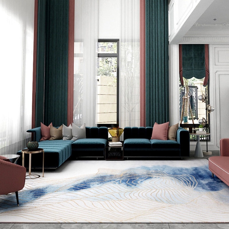 Nordic Living Room Rug Multi Color Abstract Pattern Area Carpet Synthetics Non-Slip Pet Friendly Indoor Rug