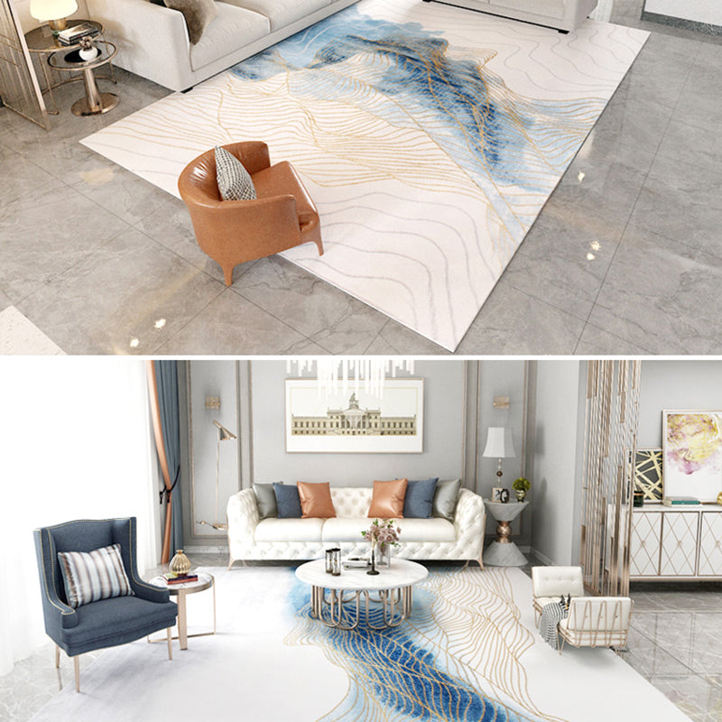 Nordic Living Room Rug Multi Color Abstract Pattern Area Carpet Synthetics Non-Slip Pet Friendly Indoor Rug