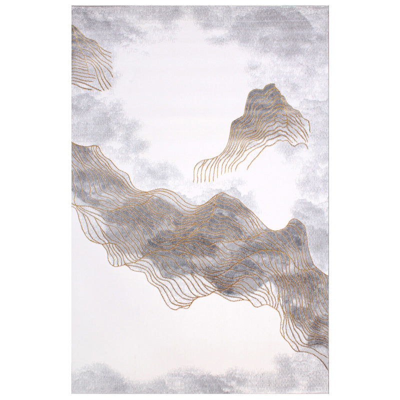 Nordic Living Room Rug Multi Color Abstract Pattern Area Carpet Synthetics Non-Slip Pet Friendly Indoor Rug