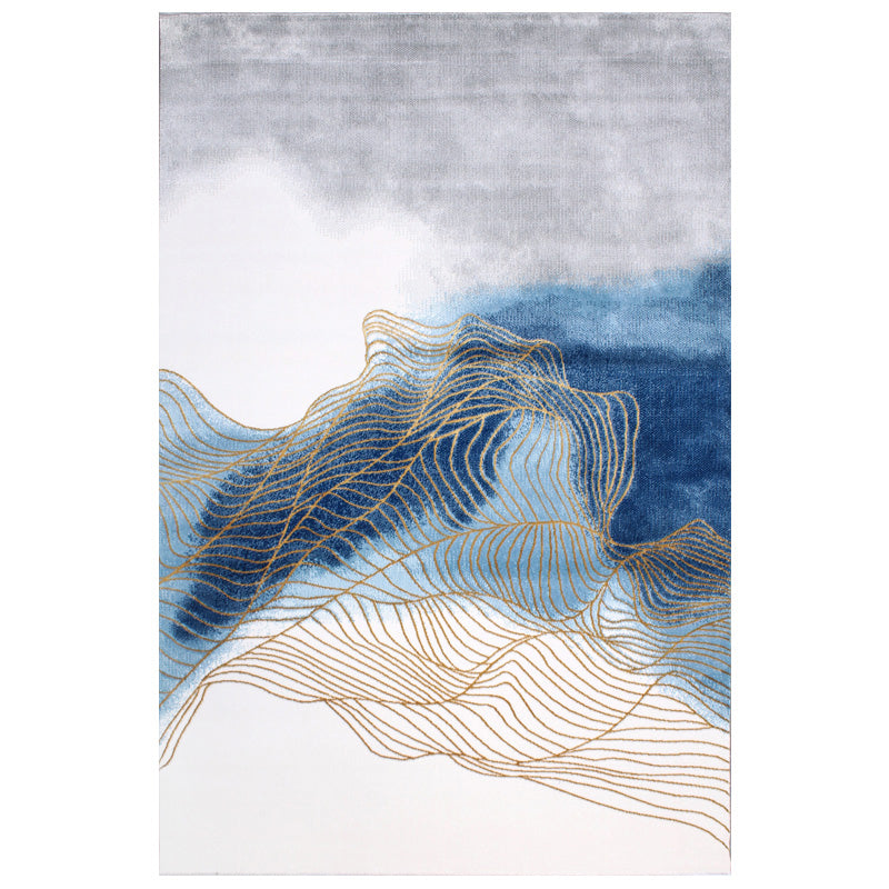 Nordic Living Room Rug Multi Color Abstract Pattern Area Carpet Synthetics Non-Slip Pet Friendly Indoor Rug