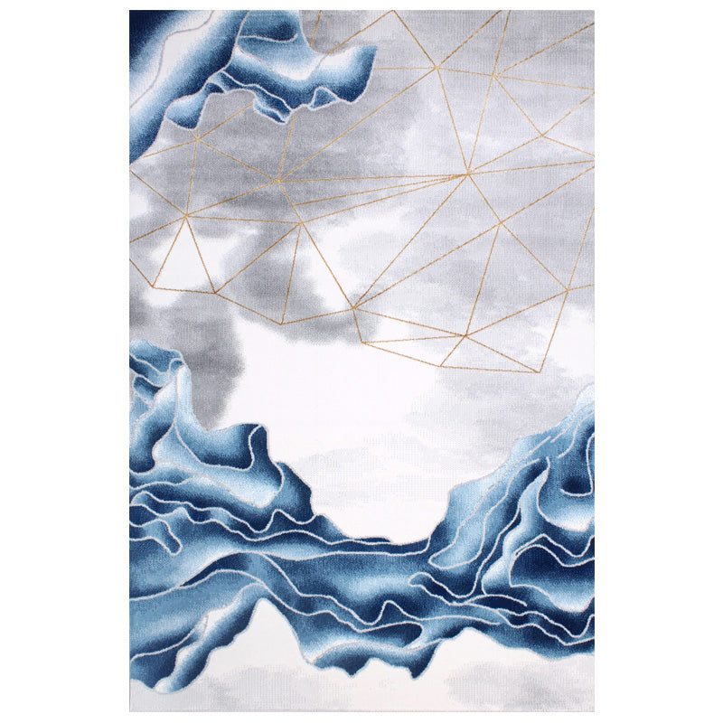 Nordic Living Room Rug Multi Color Abstract Pattern Area Carpet Synthetics Non-Slip Pet Friendly Indoor Rug