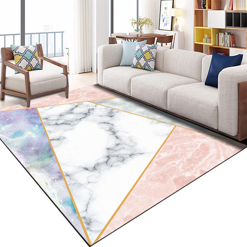 Nordic Geo Printed Rug Multi Color Polypropylene Area Carpet Non-Slip Backing Easy Care Indoor Rug for Parlor