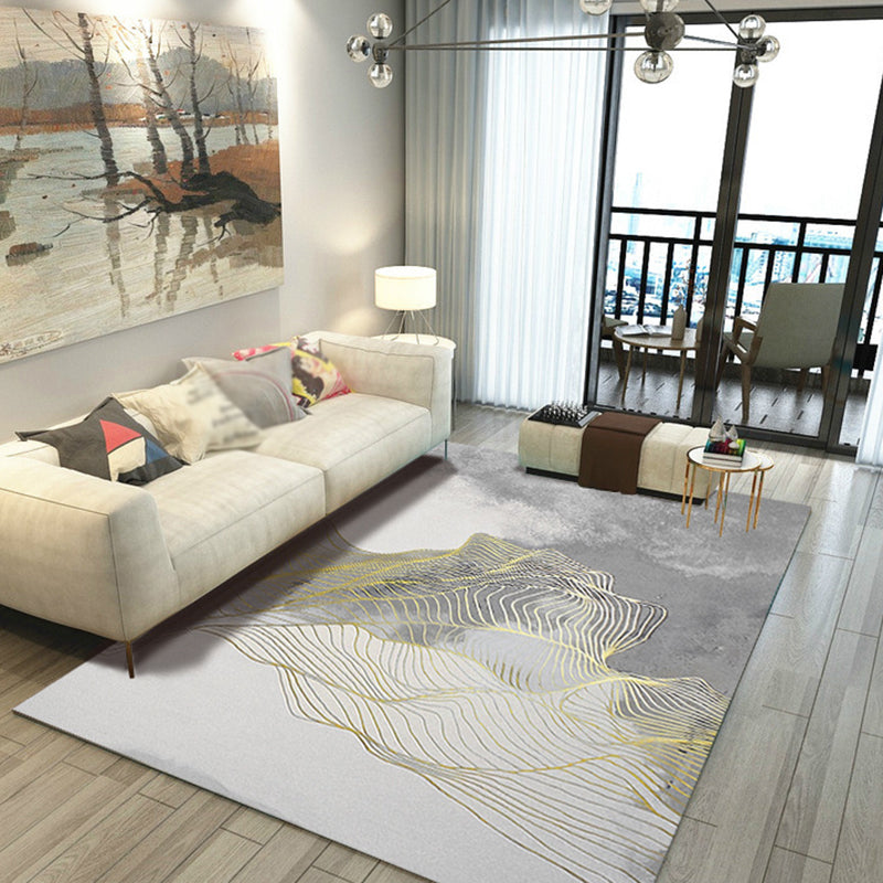 Relaxing Living Room Rug Multi Color Abstract Pattern Indoor Rug Polyster Non-Slip Machine Washable Area Carpet