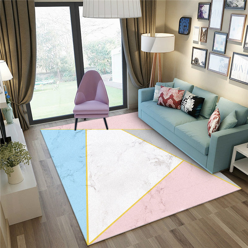 Relaxing Geometric Printed Rug Multi Color Synthetics Area Carpet Non-Slip Backing Pet Friendly Indoor Rug for Parlor