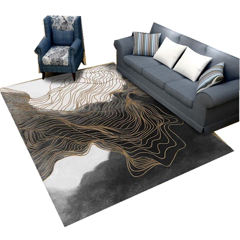 Minimalist Abstract Printed Rug Multi Color Polyster Area Carpet Easy Care Pet Friendly Indoor Rug for Parlor