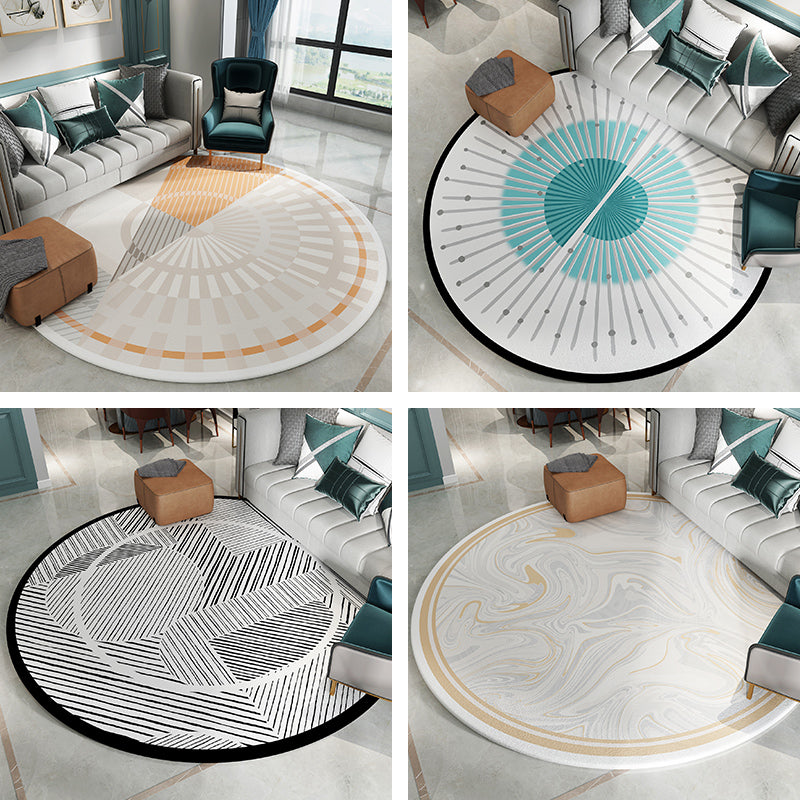 Modern Living Room Rug Multi Colored Geometric Printed Indoor Rug Anti-Slip Pet Friendly Area Carpet