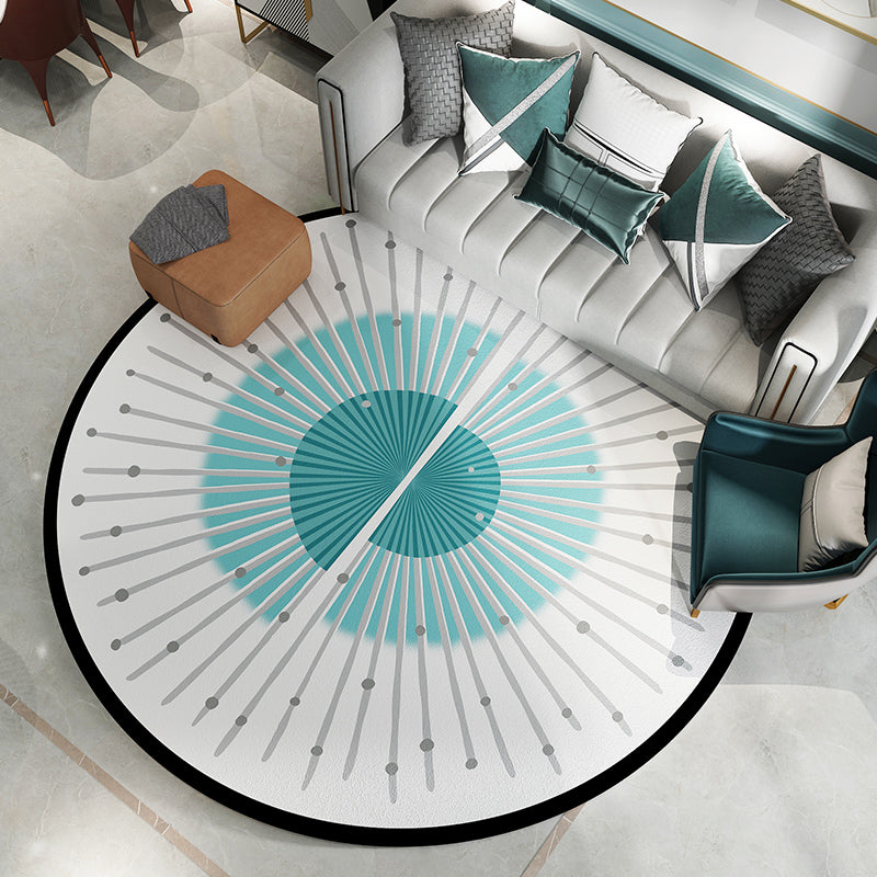 Modern Living Room Rug Multi Colored Geometric Printed Indoor Rug Anti-Slip Pet Friendly Area Carpet