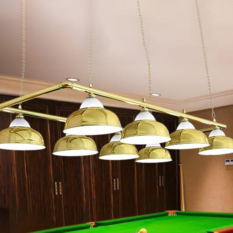 Stainless Steel Billiard Light Country Bowl Shaped Game Room Ceiling Suspension Lamp