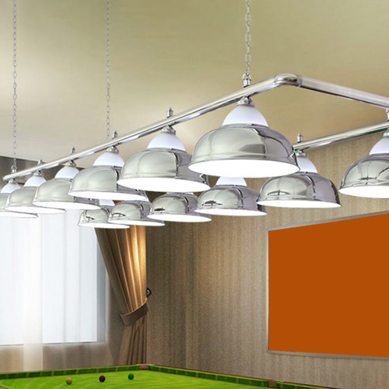 Stainless Steel Billiard Light Country Bowl Shaped Game Room Ceiling Suspension Lamp