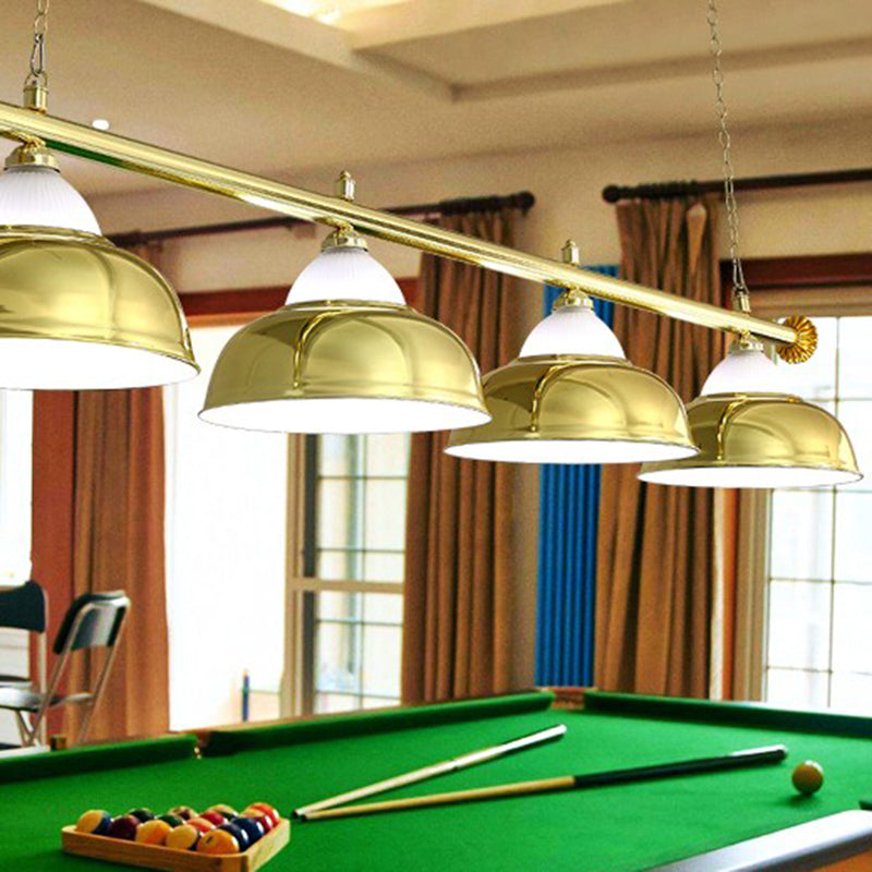 Stainless Steel Billiard Light Country Bowl Shaped Game Room Ceiling Suspension Lamp