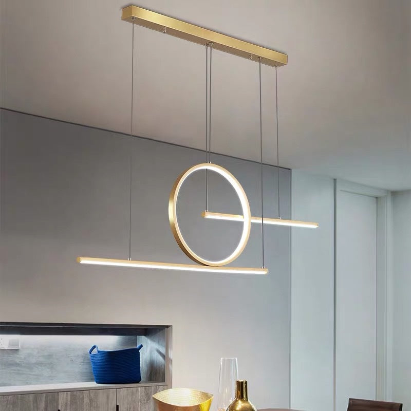 Linear Dining Room Illumining Metal Minimalista LED Drop Colgante con anillo de halo