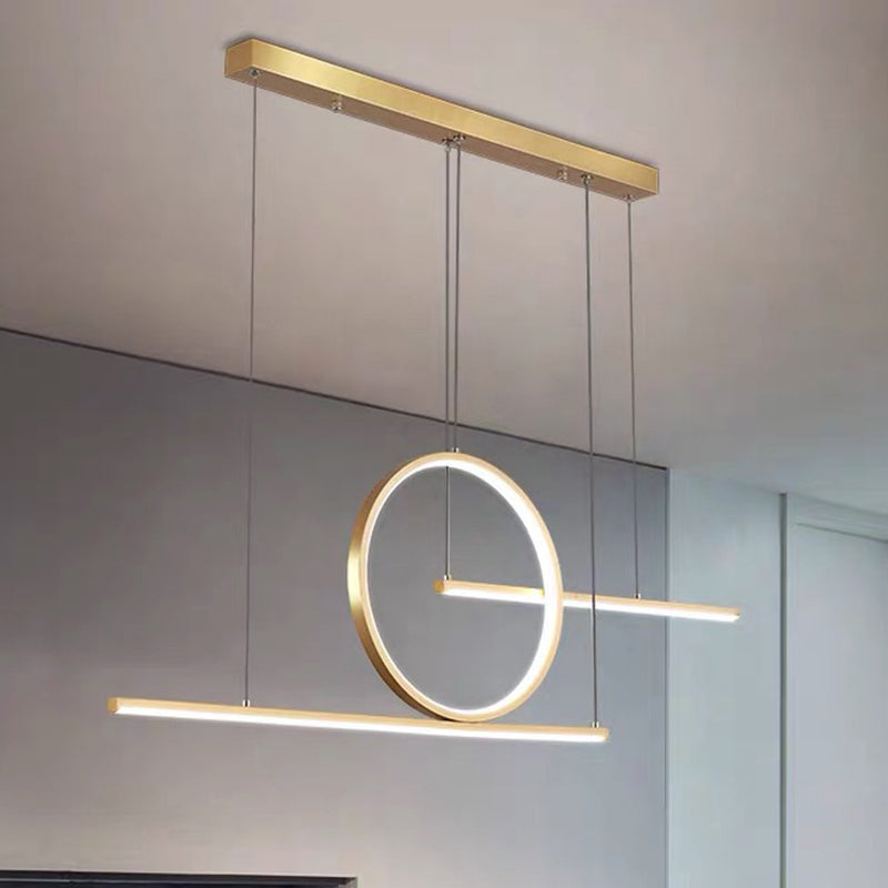 Linear Dining Room Illumining Metal Minimalista LED Drop Colgante con anillo de halo