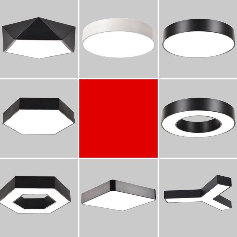 Geometric Shape Ceiling Mounted Fixture Minimalist Metal LED Flush Mount Light for Office