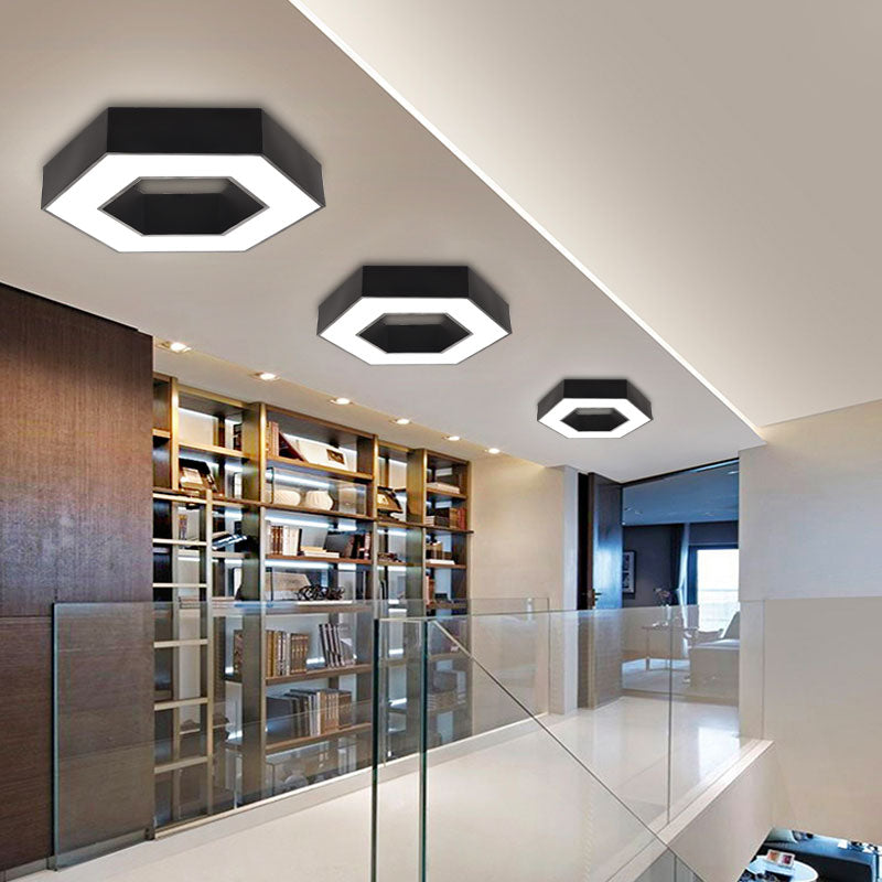 Geometric Shape Ceiling Mounted Fixture Minimalist Metal LED Flush Mount Light for Office