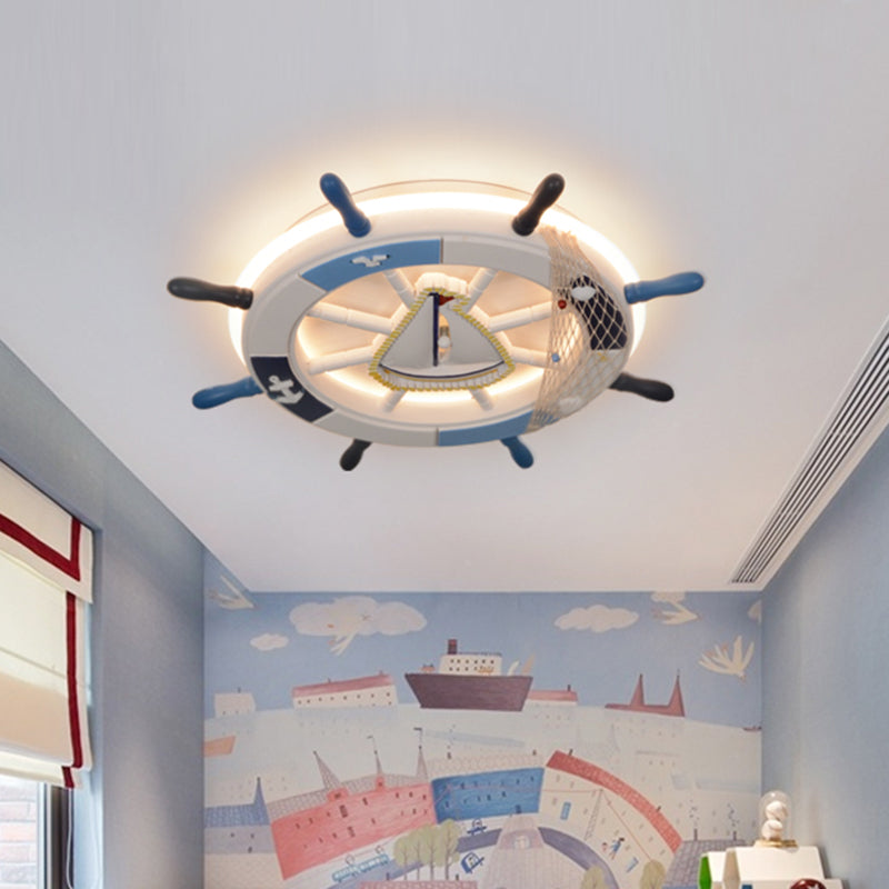 Mediterranean Rudder Flush Mount Fixture Metal Child Bedroom LED Ceiling Flush Light
