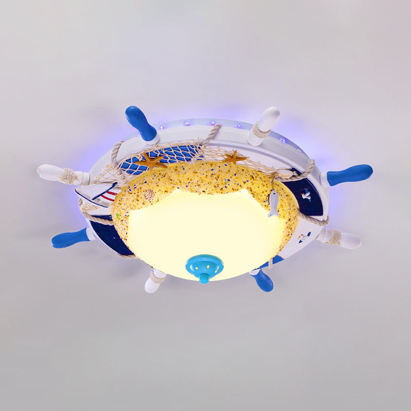 Mediterranean Rudder Flush Mount Fixture Metal Child Bedroom LED Ceiling Flush Light