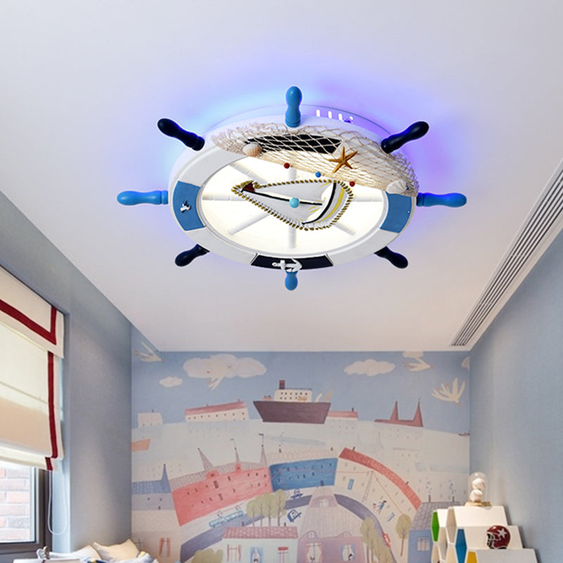 Mediterranean Rudder Flush Mount Fixture Metal Child Bedroom LED Ceiling Flush Light