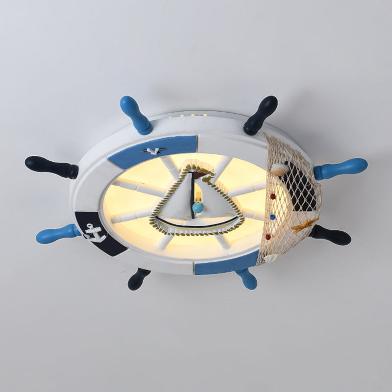 Mediterranean Rudder Flush Mount Fixture Metal Child Bedroom LED Ceiling Flush Light