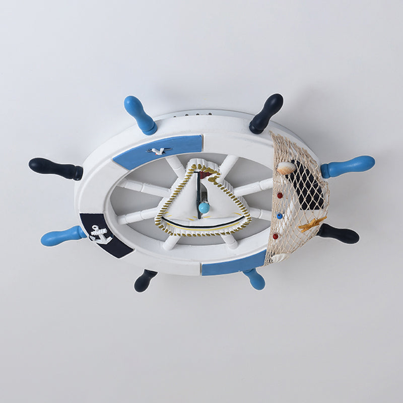 Mediterranean Rudder Flush Mount Fixture Metal Child Bedroom LED Ceiling Flush Light