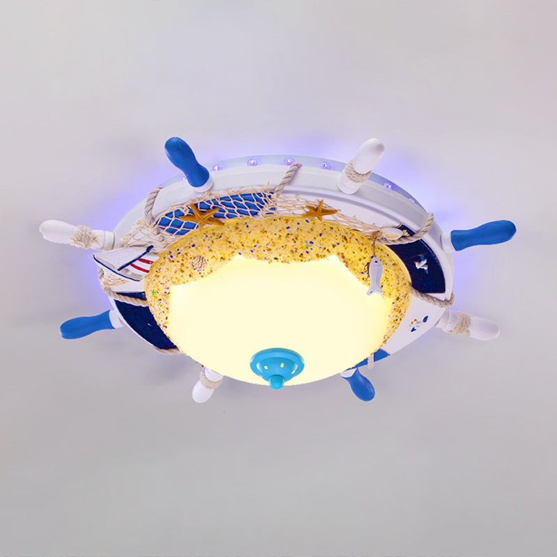 Mediterranean Rudder Flush Mount Fixture Metal Child Bedroom LED Ceiling Flush Light