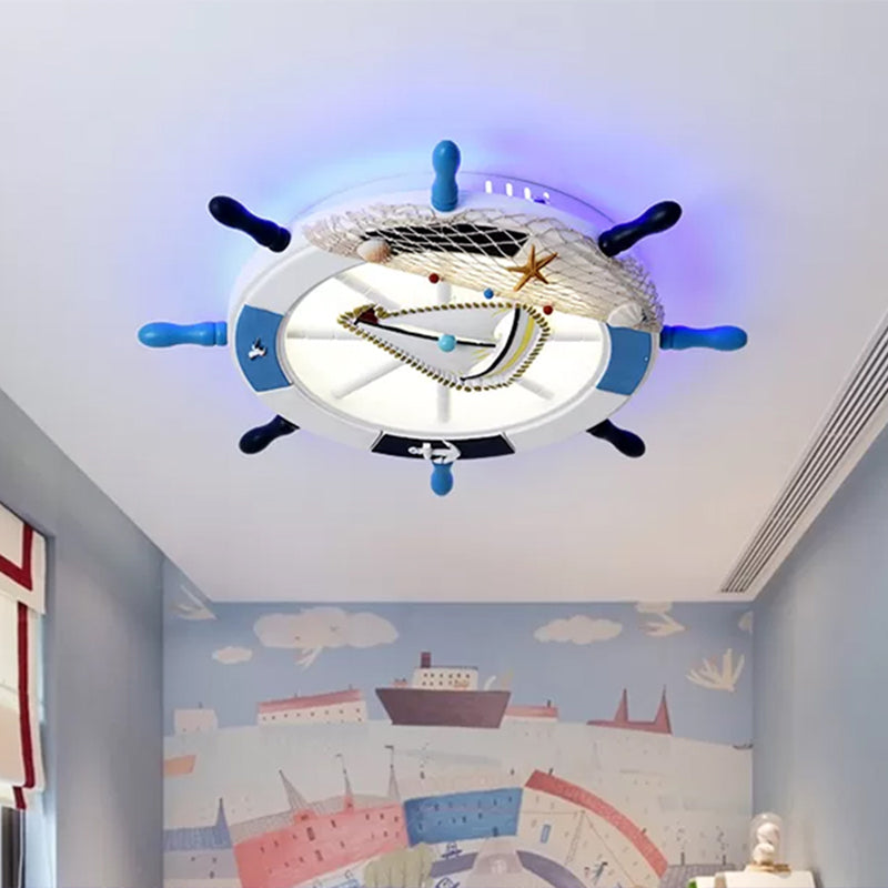 Mediterranean Rudder Flush Mount Fixture Metal Child Bedroom LED Ceiling Flush Light