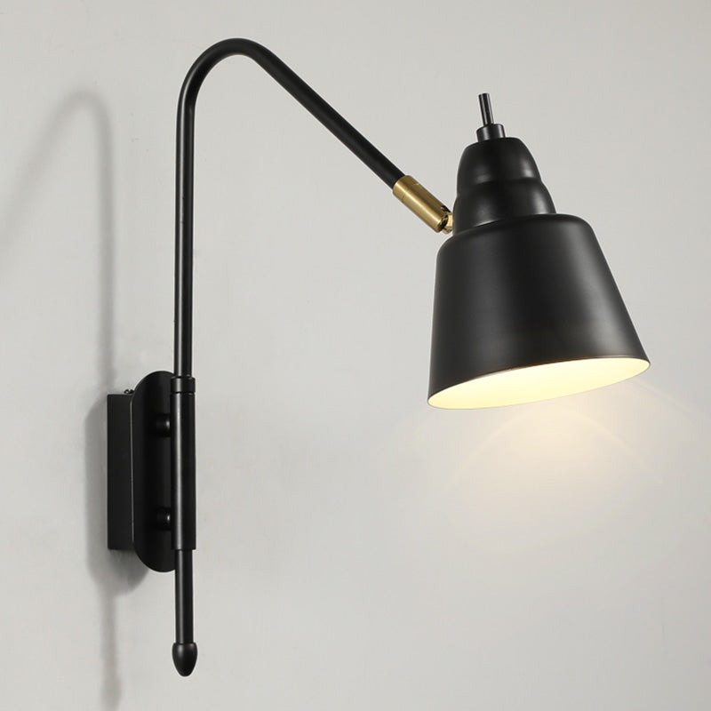 Swivel Shade Wall Mount Light Minimalist Metal 1 Bulb Bedside Reading Lamp with V-Shaped Arm