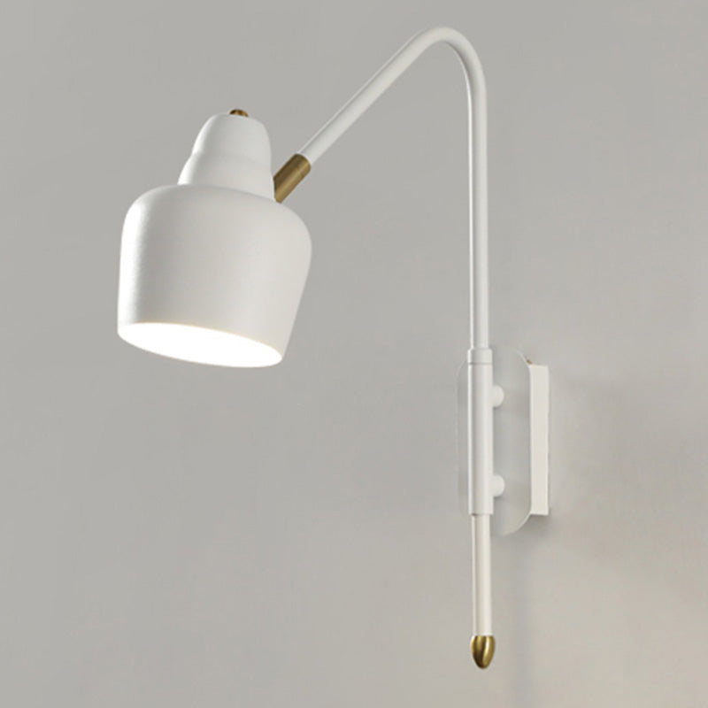 Swivel Shade Wall Mount Light Minimalist Metal 1 Bulb Bedside Reading Lamp with V-Shaped Arm