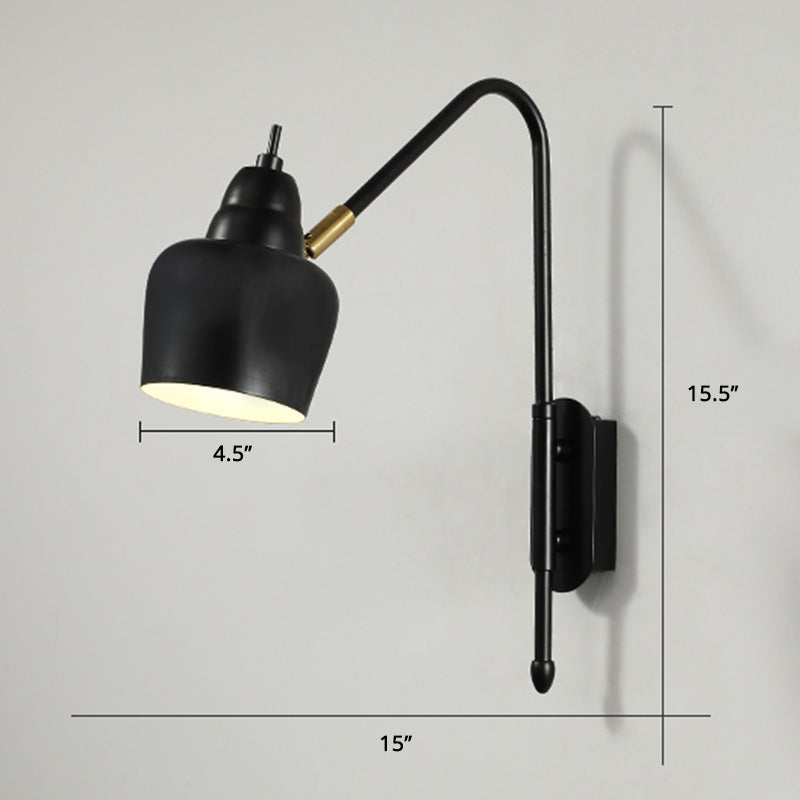 Swivel Shade Wall Mount Light Minimalist Metal 1 Bulb Bedside Reading Lamp with V-Shaped Arm