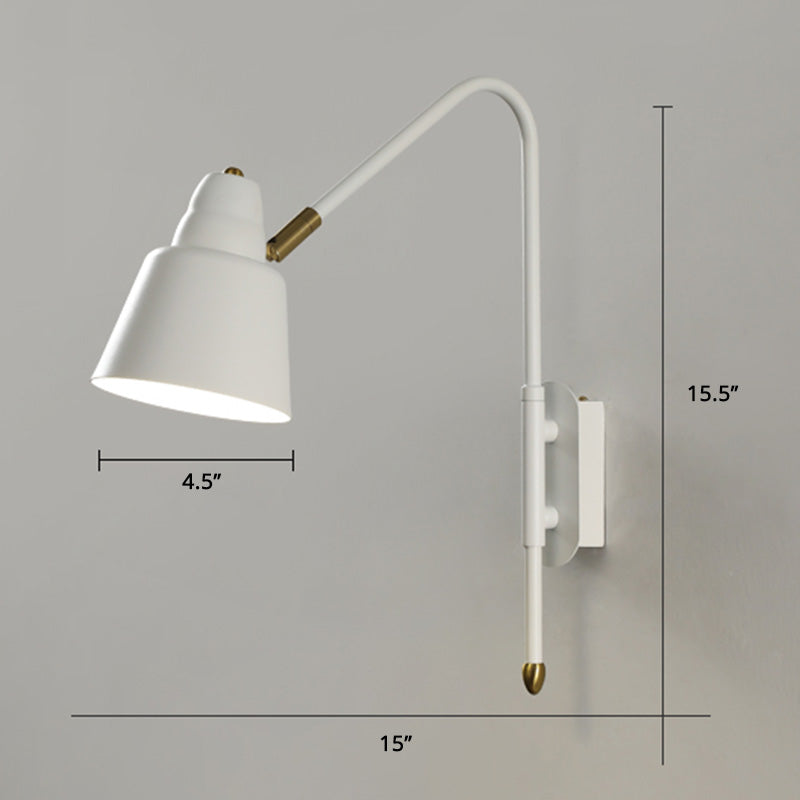 Swivel Shade Wall Mount Light Minimalist Metal 1 Bulb Bedside Reading Lamp with V-Shaped Arm