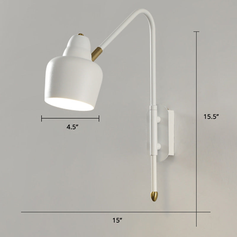 Swivel Shade Wall Mount Light Minimalist Metal 1 Bulb Bedside Reading Lamp with V-Shaped Arm