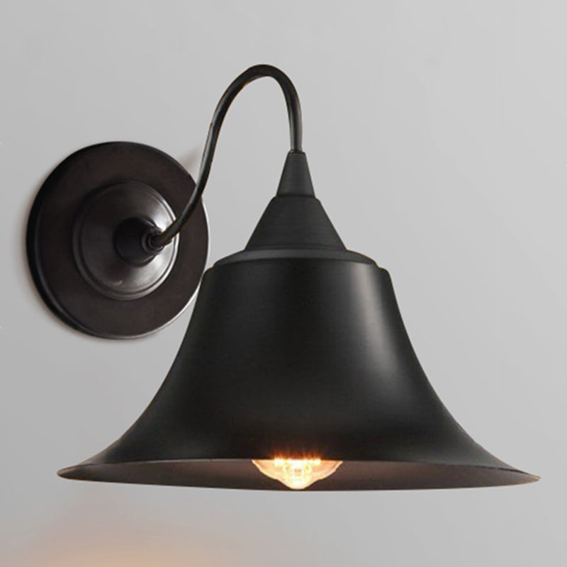 Shaded Bathroom Wall Sconce Vintage Metal Single Black Wall Mount Lighting Fixture