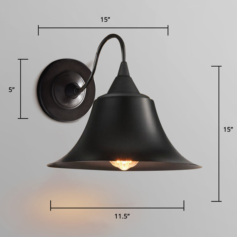 Shaded Bathroom Wall Sconce Vintage Metal Single Black Wall Mount Lighting Fixture
